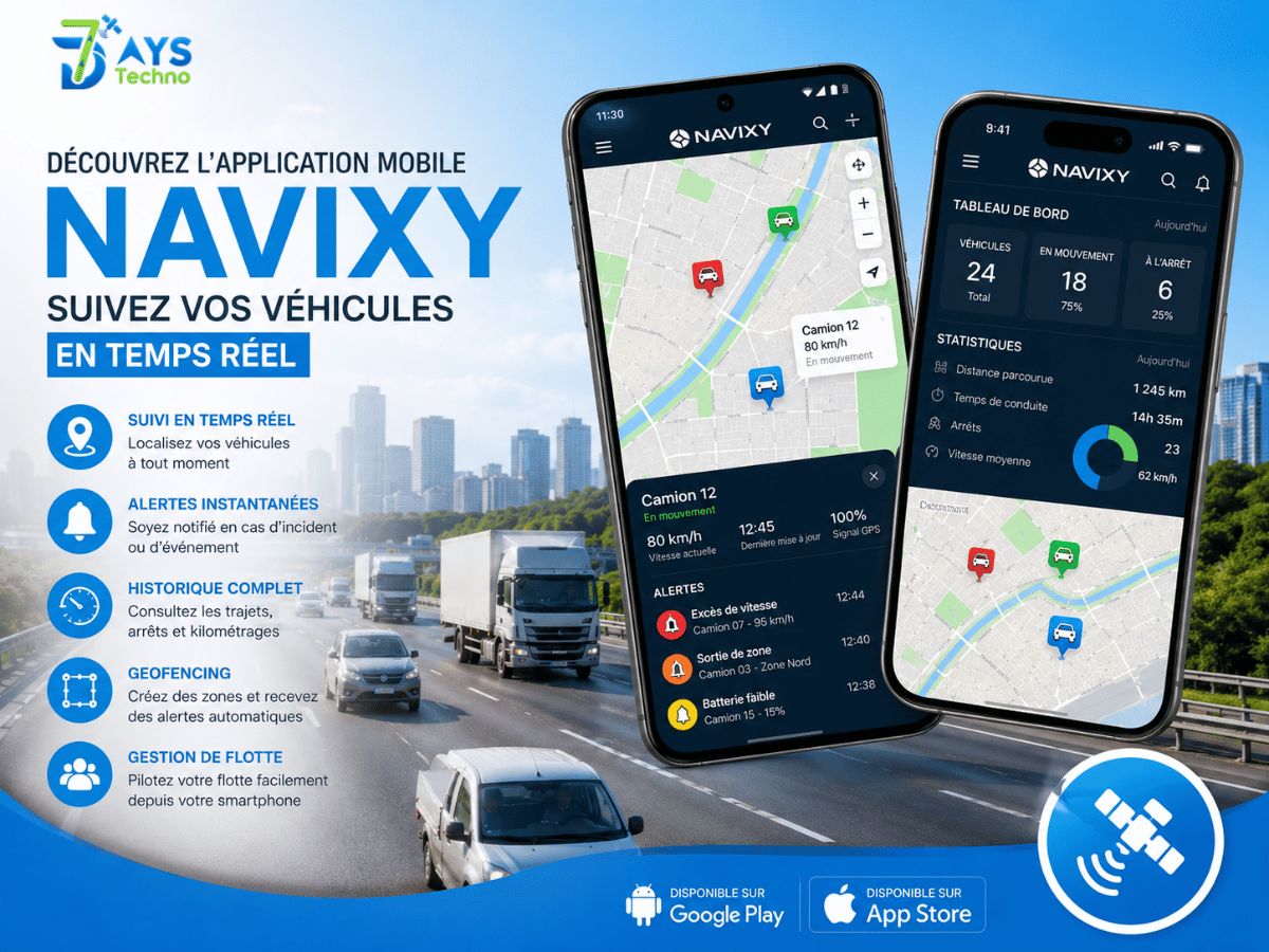 Application Mobile De Suivi GPS NAVIXY - 7DAYS TECHNO