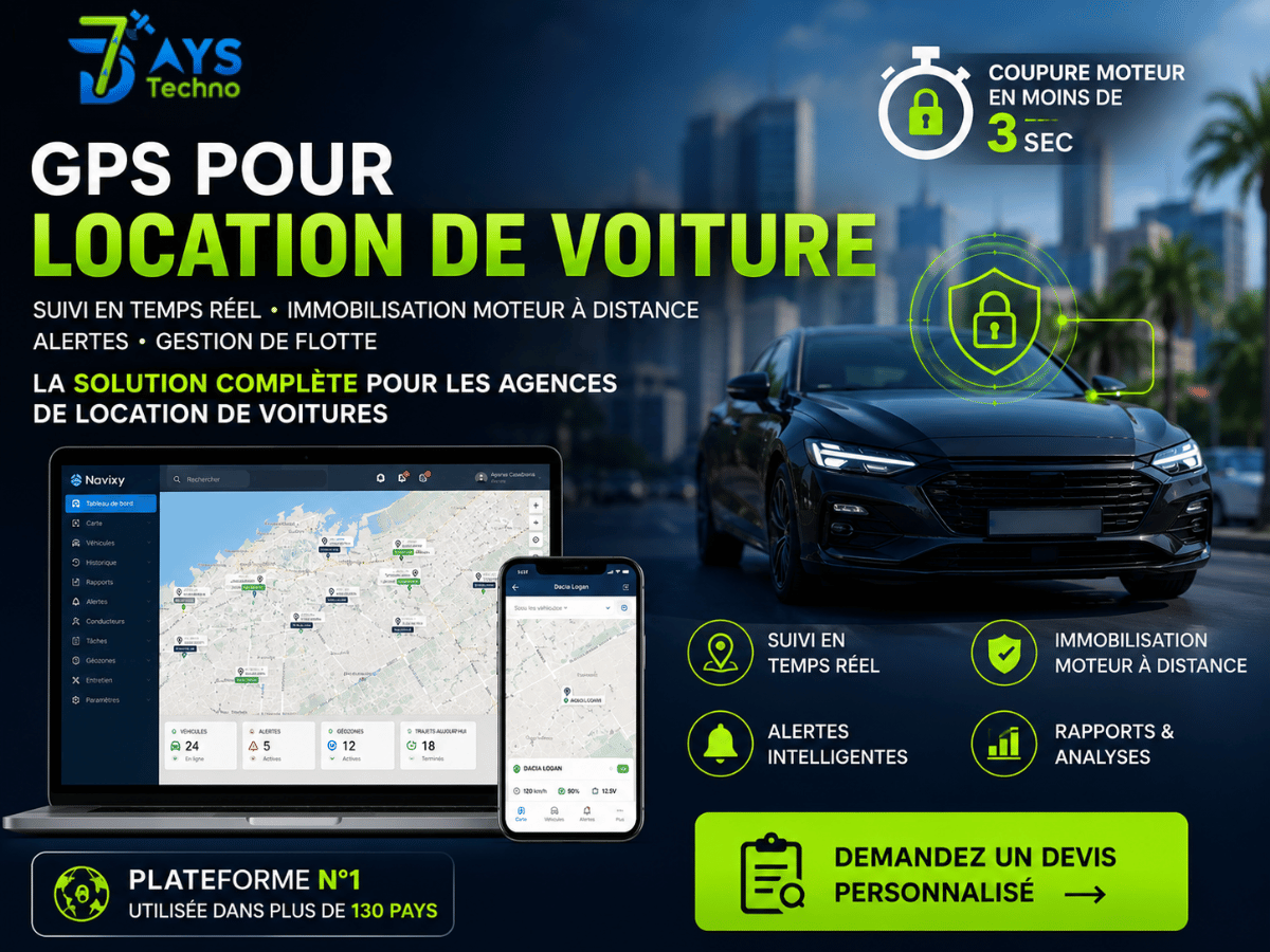 GPS Pour Location De Voiture Suivi En Temps Reel De La Flotte D'une Agence De Location Sur La Plateforme Navixy 2 - 7DAYS TECHNO